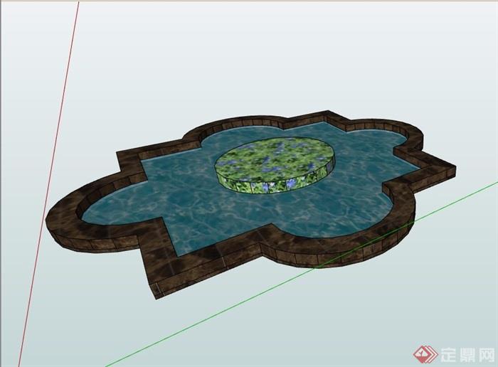 详细经典完整的水池设计su模型