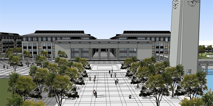 现代创意新中式典雅风大学校园校区规划教学楼设计(1)