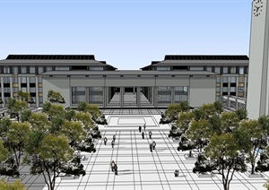 现代创意新中式典雅风大学校园校区规划教学楼设计