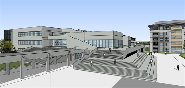 现代创意新中式典雅风大学校园校区规划教学楼设计(3)