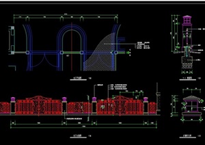 景观详细完整的大门cad施工图