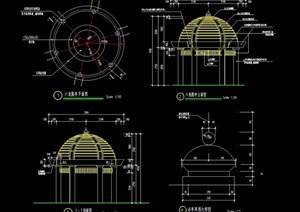 圆形欧式详细亭子cad施工图
