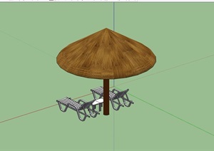 蘑菇亭及躺椅素材设计SU(草图大师)模型