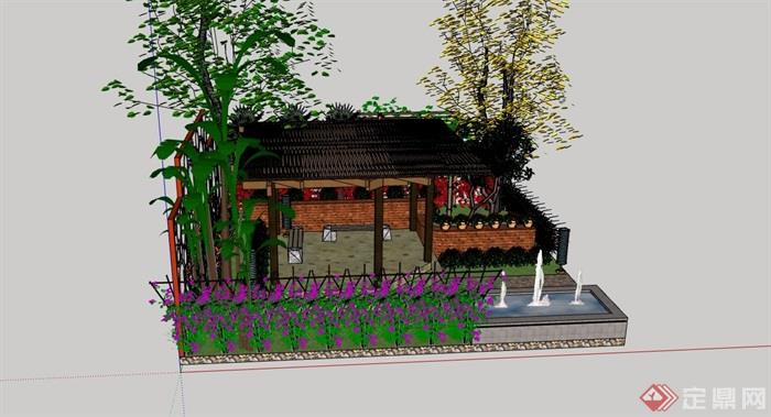 详细的小庭院景观设计su模型