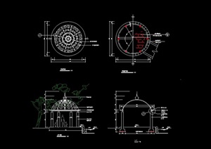 圆形详细的欧式亭子cad施工图