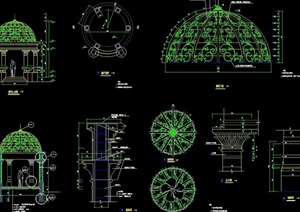 欧式详细经典亭子cad施工图