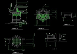 中式六角亭详细完整设计cad施工图