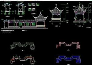 详细的古典中式长廊亭cad施工图