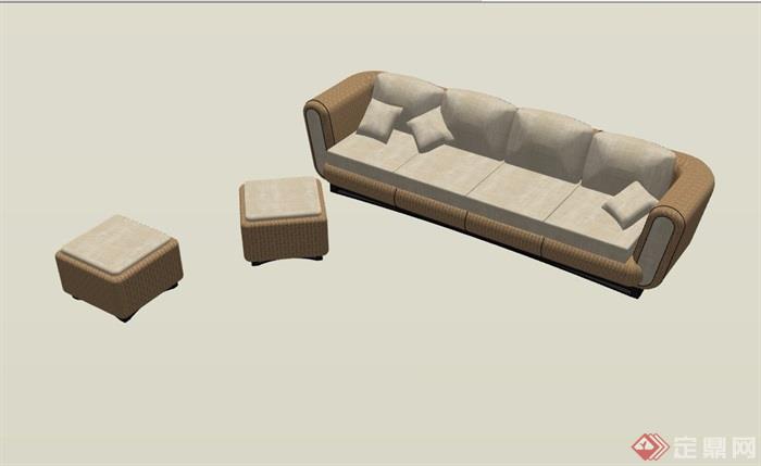 园林景观详细的沙发及坐凳su模型
