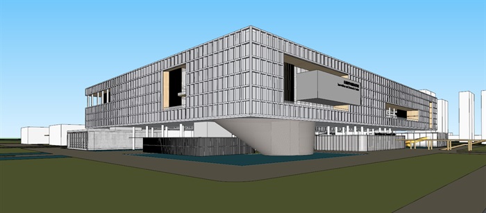 现代创意矩阵式窗格表皮大型科学城研究院办公中心写字楼(2)