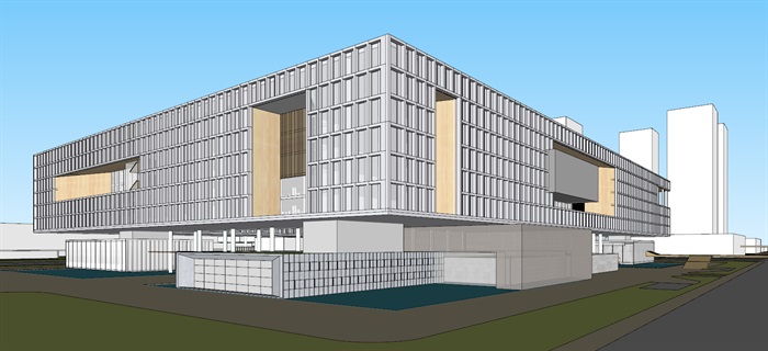现代创意矩阵式窗格表皮大型科学城研究院办公中心写字楼(3)