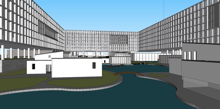 现代创意矩阵式窗格表皮大型科学城研究院办公中心写字楼(4)