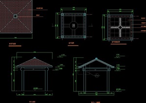 欧式详细亭子素材cad施工图