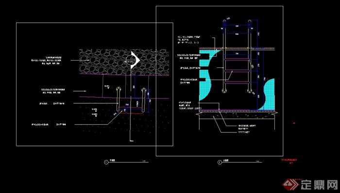 游泳池详细设计cad立剖面图