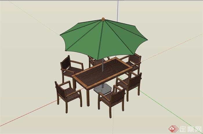 现代详细完整的伞桌椅素材设计su模型