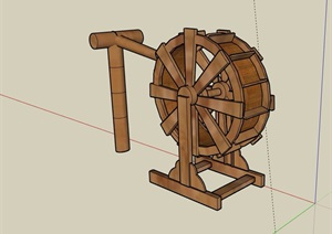 木质水车小品素材设计SU(草图大师)模型