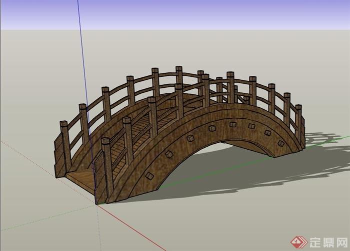 全木质详细完整的园桥设计su模型