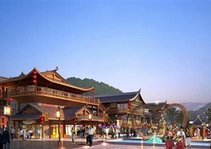 传统中式商业街SU(草图大师)模型