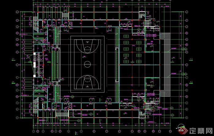 篮球体育场馆设计cad平面图