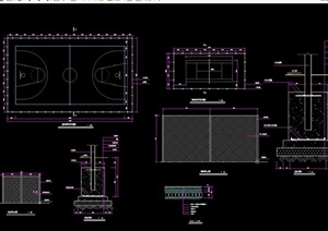 体育健身篮球场地设计cad施工图
