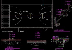 标准篮球场设计cad施工图