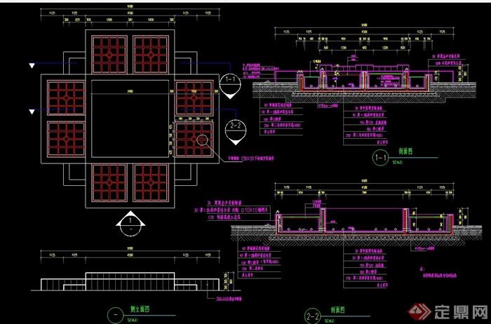 现代景观水池素材设计cad施工图