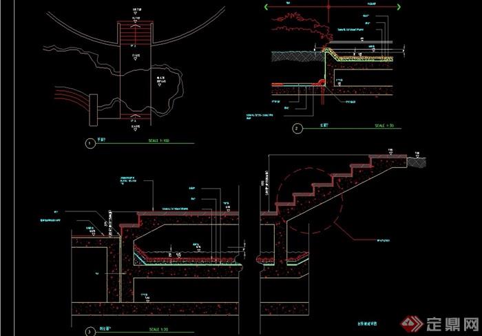 台阶详细设计cad平立剖面图