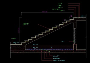 某详细的楼梯台阶设计cad施工图