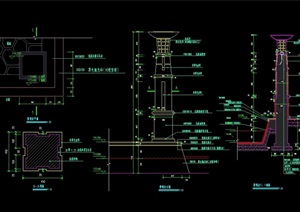 现代详细景观灯柱素材cad施工图