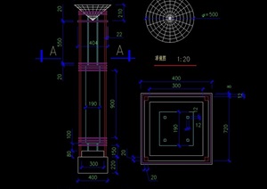 详细的现代景观灯柱cad施工图