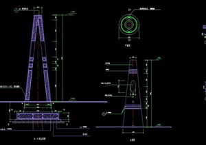 现代园林景观灯柱详细设计cad施工图