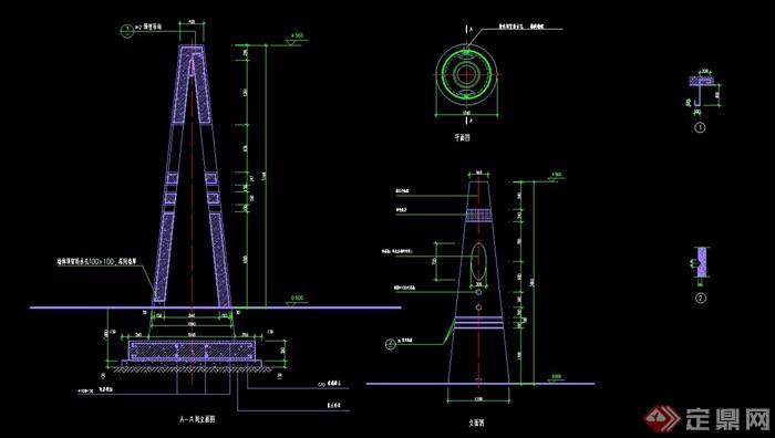 现代园林景观灯柱详细设计cad施工图