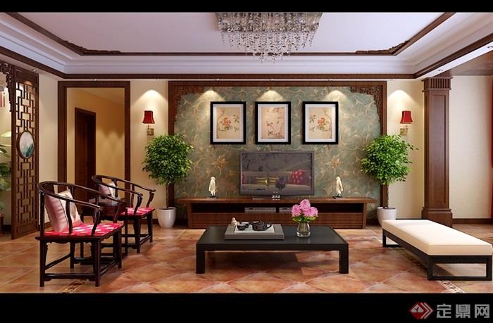 详细的客厅空间设计3d模型