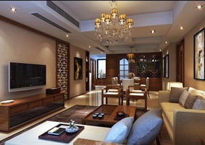 详细的客厅空间详细设计3d模型及效果图
