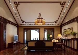 详细的中式客厅装饰设计3d模型及效果图