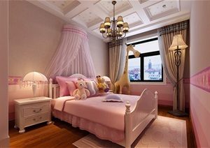 欧式风格女儿房卧室3d模型