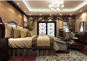 欧式整体详细的卧室装饰3d模型