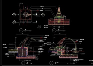 详细的雕塑喷泉水景cad施工图
