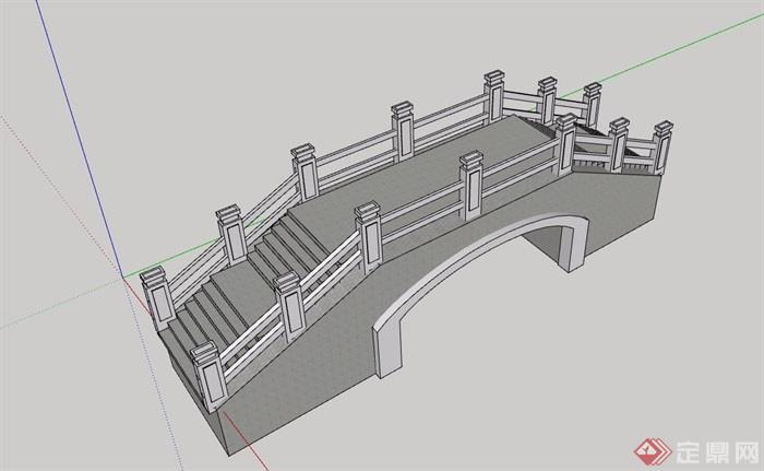中式详细的石拱桥设计su模型