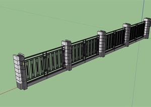 现代风格小区栏杆围墙设计SU(草图大师)模型