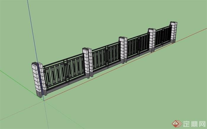 现代风格小区栏杆围墙设计su模型