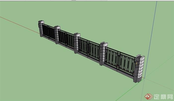 现代风格小区栏杆围墙设计su模型