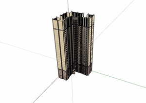 高层新古典风格详细住宅楼SU(草图大师)模型