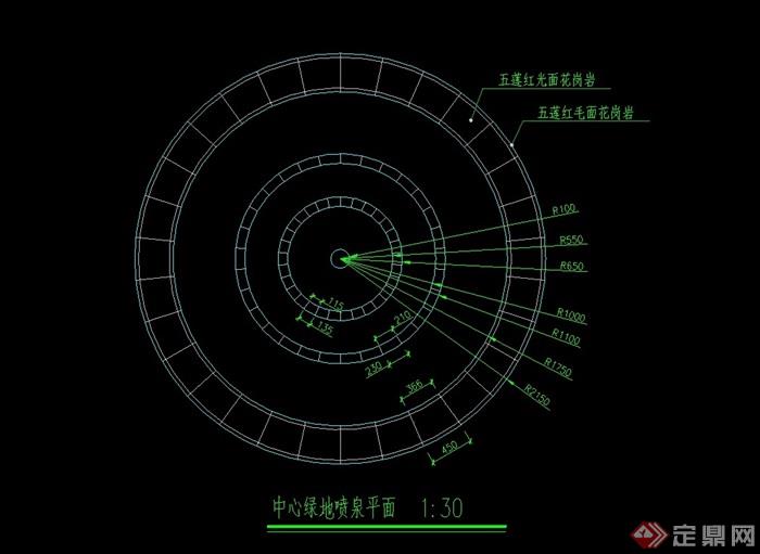 雕塑喷泉水景设计cad施工图