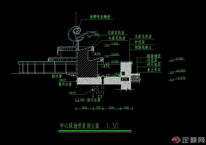 雕塑喷泉水景设计cad施工图