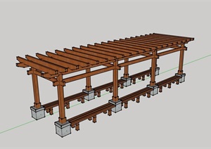 全木质休闲廊架素材设计SU(草图大师)模型