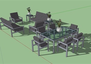 某详细的沙发桌椅素材设计SU(草图大师)模型