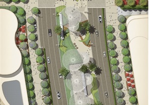 道路景观绿化设计平面图PSD