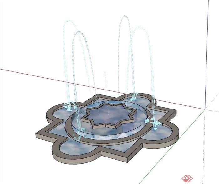 园林景观喷泉水池设计模型