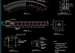 现代园林景观详细的廊架设计cad施工图